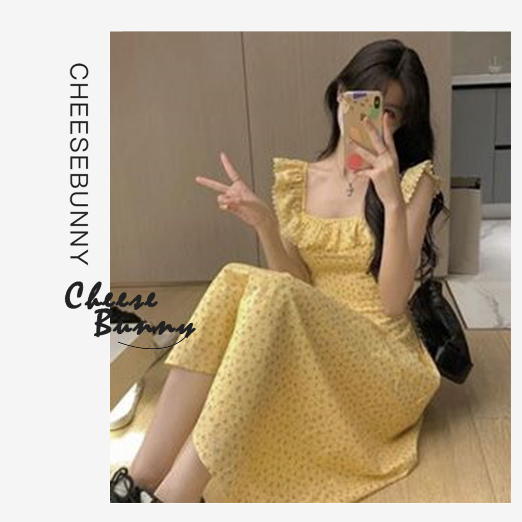 CheeseBunny đầm babydoll váy babydoll Đầm Tay Phồng Hoa Tay Thời