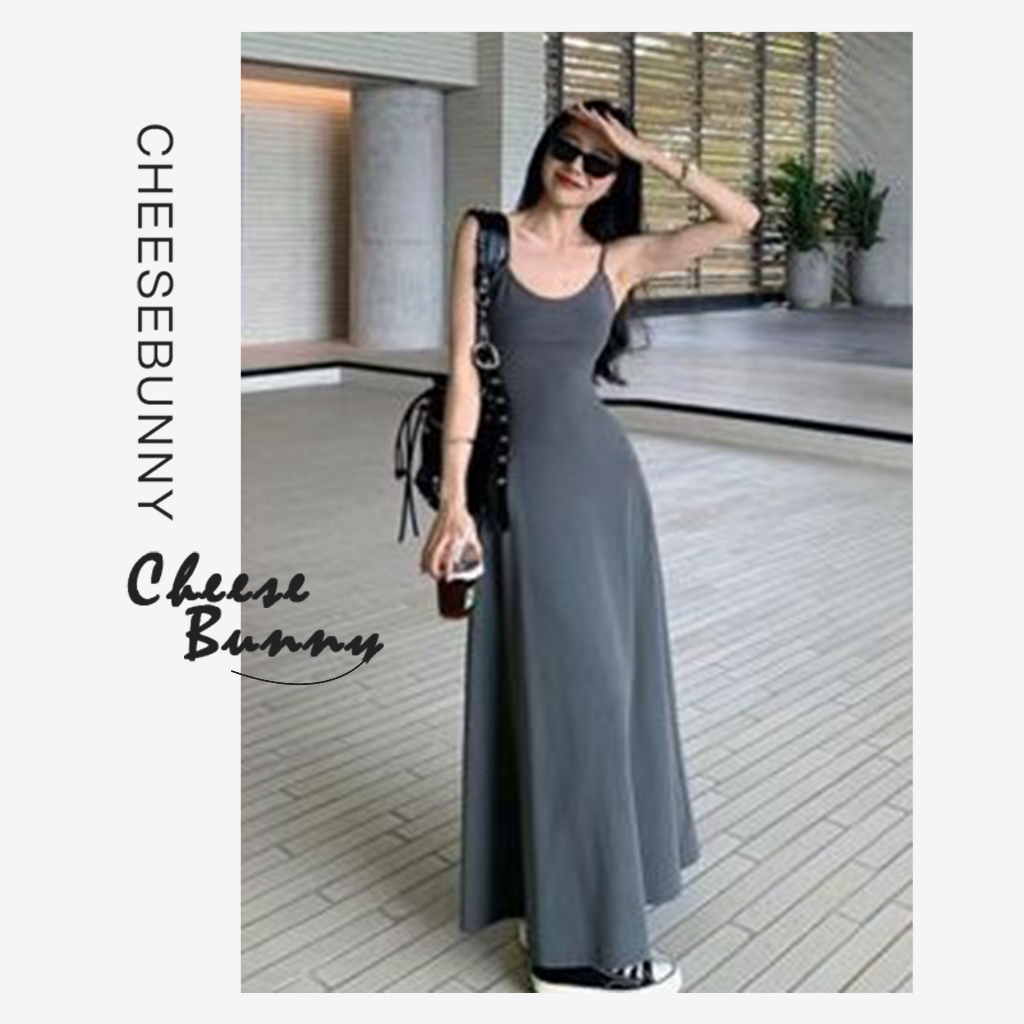 CheeseBunny Đầm Maxi Nữ Hai Dây, Dáng Dài 2 Màu Thun Tăm Lạnh Cực Tôn Dáng ( Có bigsize)