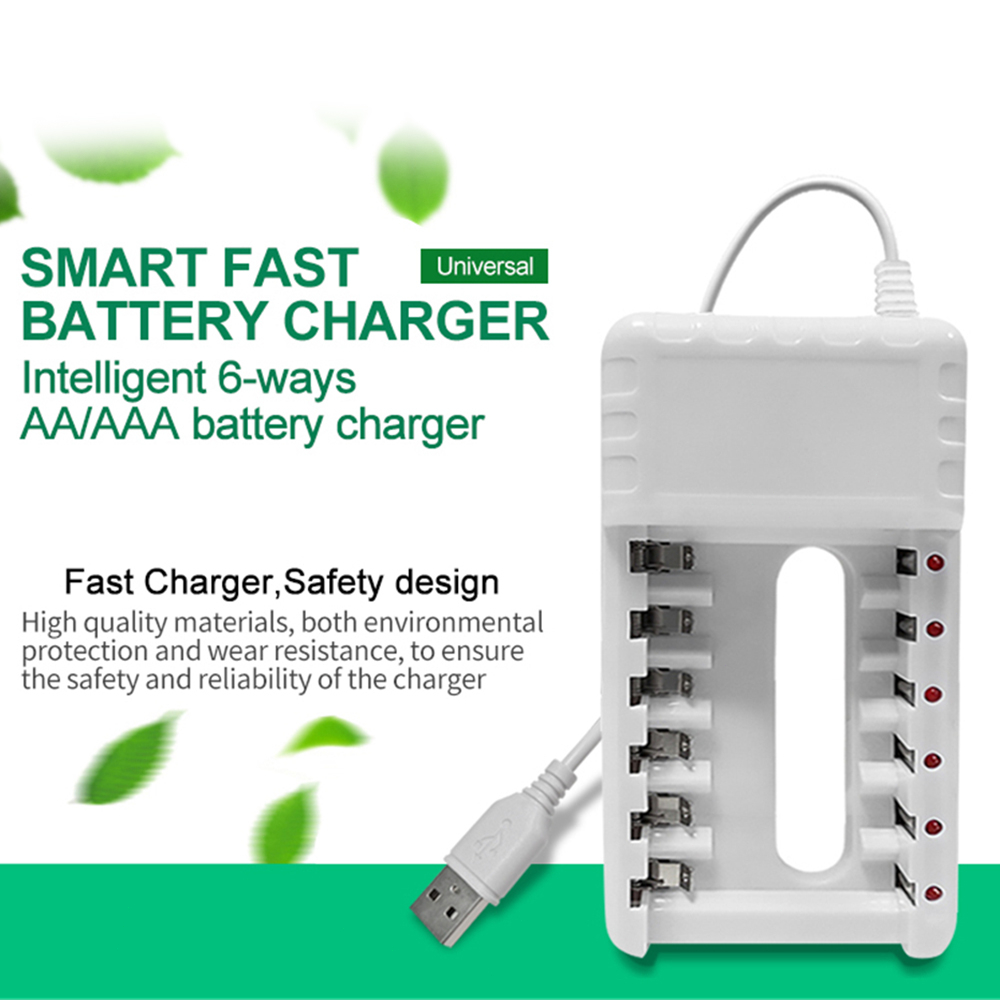 VIRWIR Thiết bị sạc pin 8 khe/ 6 khe dành cho pin AA AAA/ ion/ pin sạc/ pin led