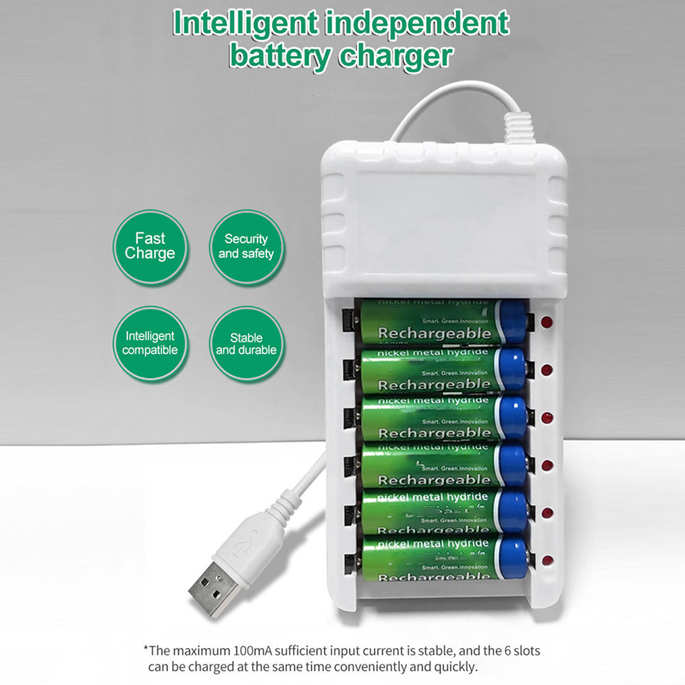 VIRWIR Thiết bị sạc pin 8 khe/ 6 khe dành cho pin AA AAA/ ion/ pin sạc/ pin led