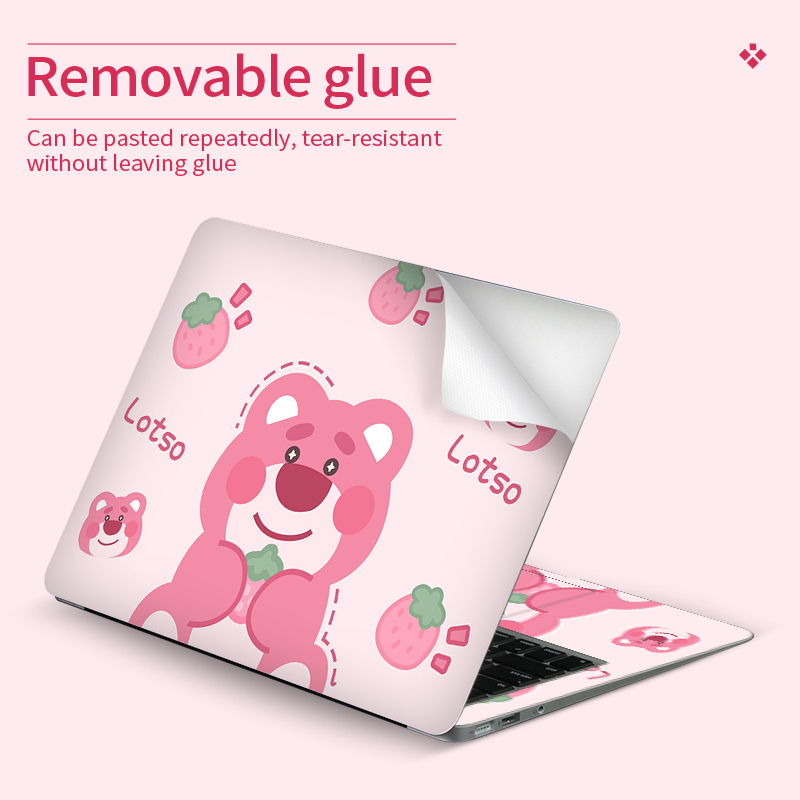 Bộ 2 Miếng Dán Hình Gấu / Dâu Tây Dễ Thương Trang Trí Laptop / Máy Tính / Ký Túc Xá / Máy Tính Diy 12 / 13 / 14 / 15 / 17 Inch