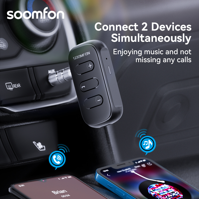 Thiết Bị Nhận Tín Hiệu Bluetooth 5.0 Aux Không Dây Có Mic Đầu Cắm 3.5mm Cho Xe Ô Tô