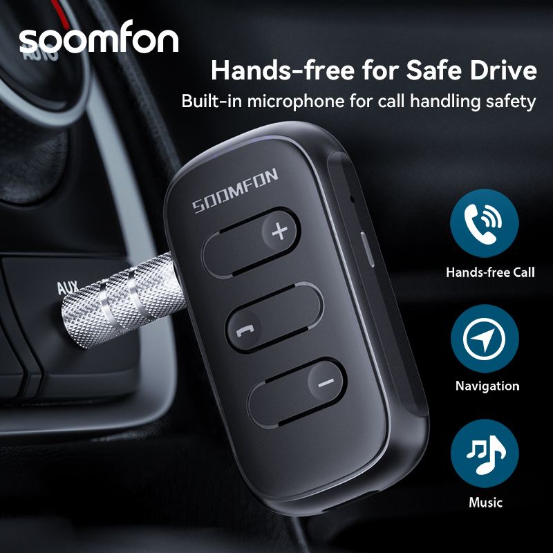 Thiết Bị Nhận Tín Hiệu Bluetooth 5.0 Aux Không Dây Có Mic Đầu Cắm 3.5mm Cho Xe Ô Tô