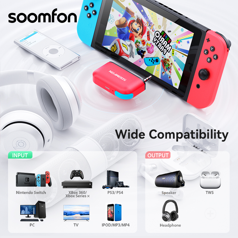 Bộ Truyền Tín Hiệu Bluetooth 5.0 Không Dây 3.5mm Tích Hợp Micro Cho NINTENDO Switch Phone Mp3 PC TV