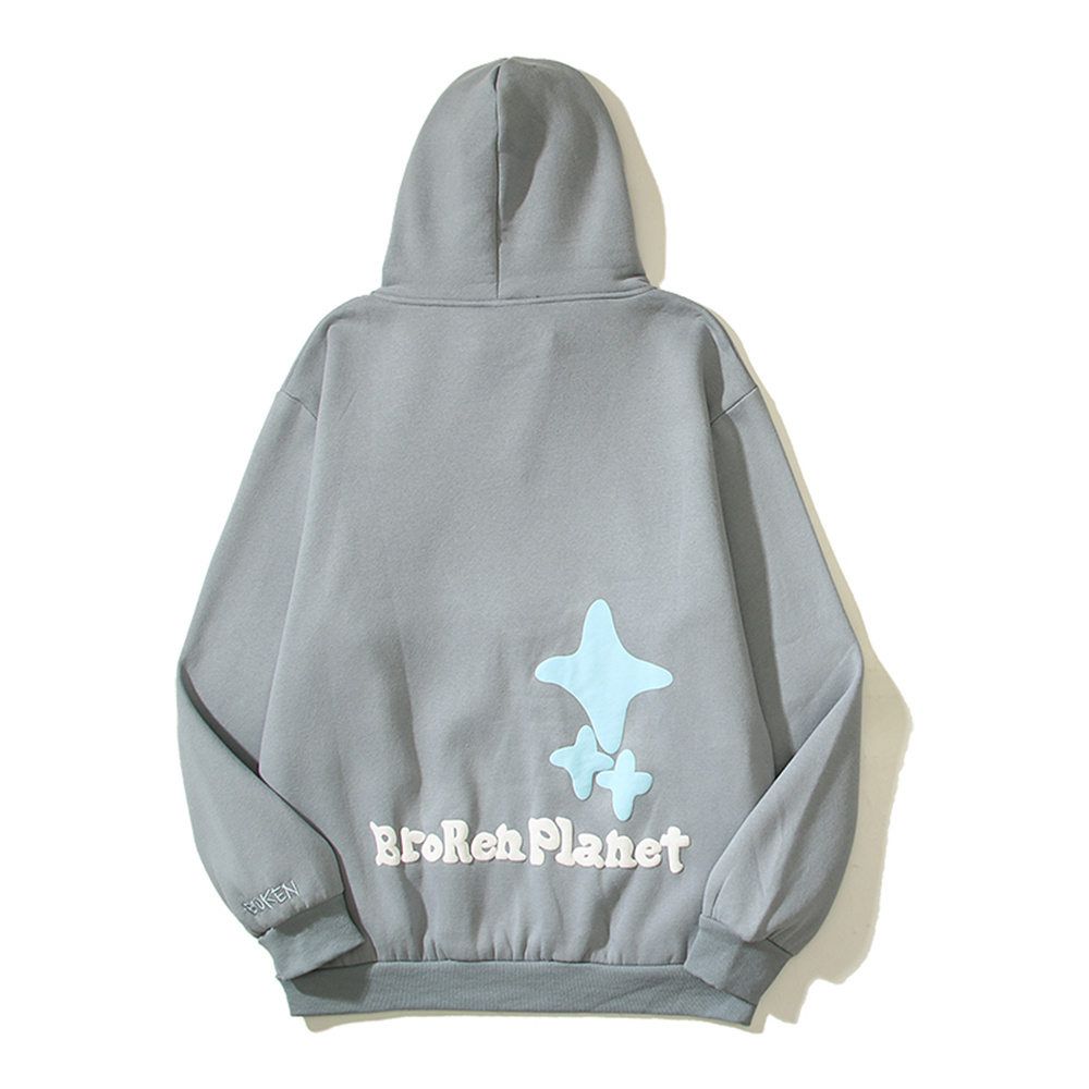 Áo Hoodie Nỉ Chui Đầu In Hình Bọt Biển Màu Xanh Dương Vỡ Nối Vào Mùa Thu Cho Nam Và Nữ