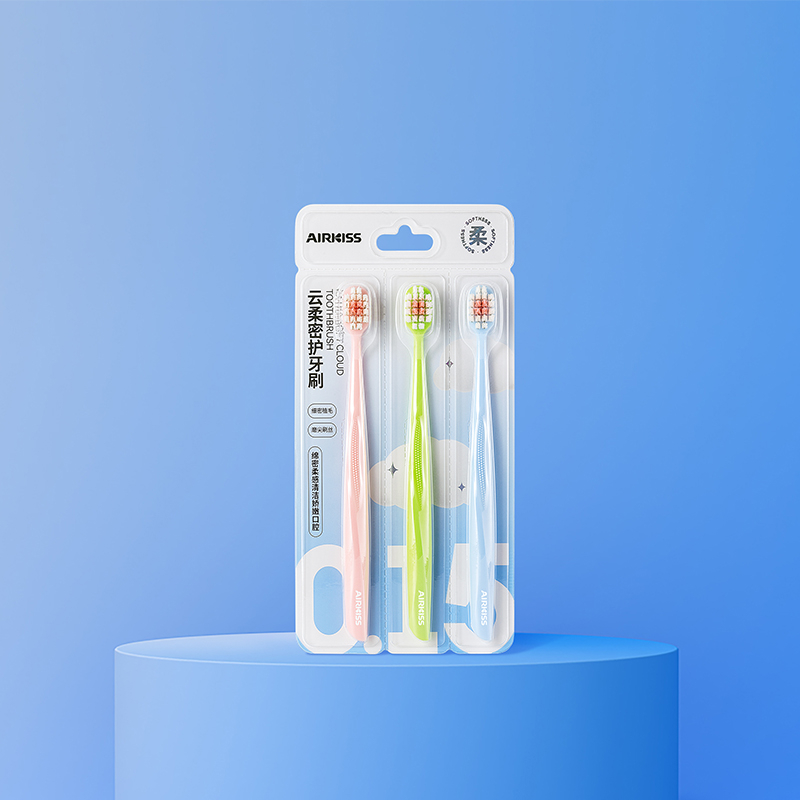 AIRKISS Set 3 Bàn Chải Đánh Răng Đầu Lông Mềm Cho Gia Đình