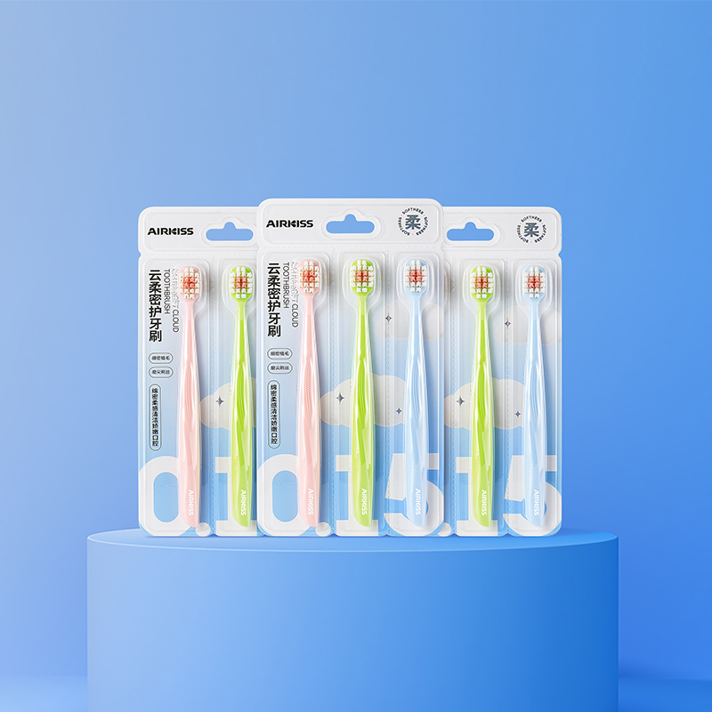 AIRKISS Set 3 Bàn Chải Đánh Răng Đầu Lông Mềm Cho Gia Đình