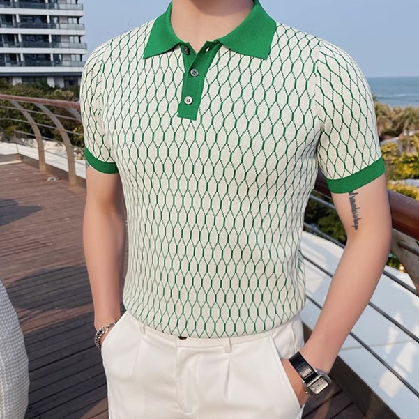 Mùa Hè Phải-Have!Áo Thun Polo Tay Lửng Họa Tiết Kẻ Sọc Thời Trang Cao Cấp Cho Nam