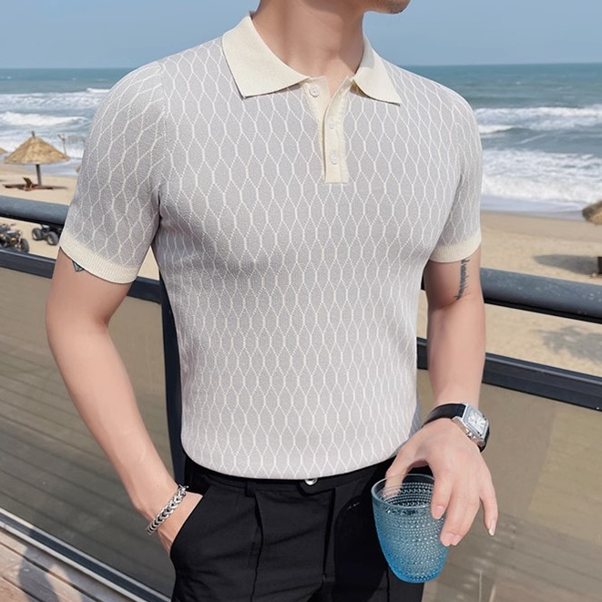 Mùa Hè Phải-Have!Áo Thun Polo Tay Lửng Họa Tiết Kẻ Sọc Thời Trang Cao Cấp Cho Nam