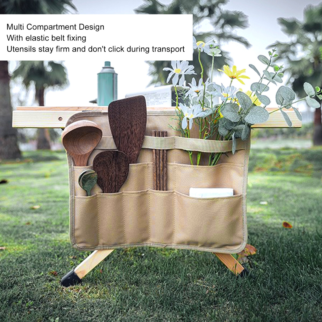 MONEY GoWildCamping Túi Đựng Bộ Đồ Ăn Cắm Trại Chống Thấm Nước Có Thể Gập Lại Di Động Dao Kéo Dã Ngoại Treo Cho Nhà Bếp Thịt Nướng