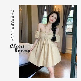 Cheesebunny Váy babydoll trễ vai Đầm Hai Dây Phong Cách Pháp Thời Trang Mùa Hè