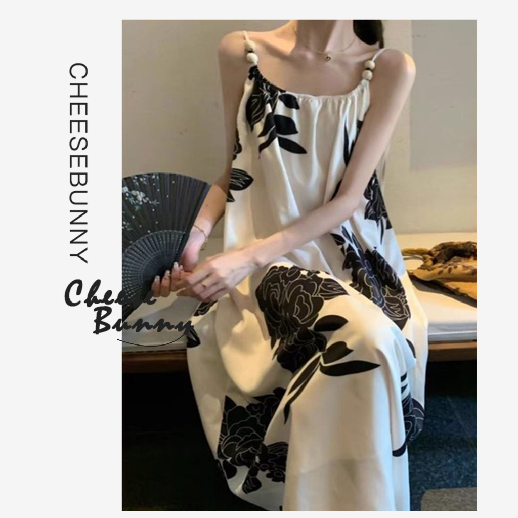 Cheesebunny váy đi biển Đầm Hai Dây Hoa Tôn Dáng Đi Biển Form Dài Siêu Nữ Tính, Đầm Maxi nữ Dáng Dài ( có bigsize)