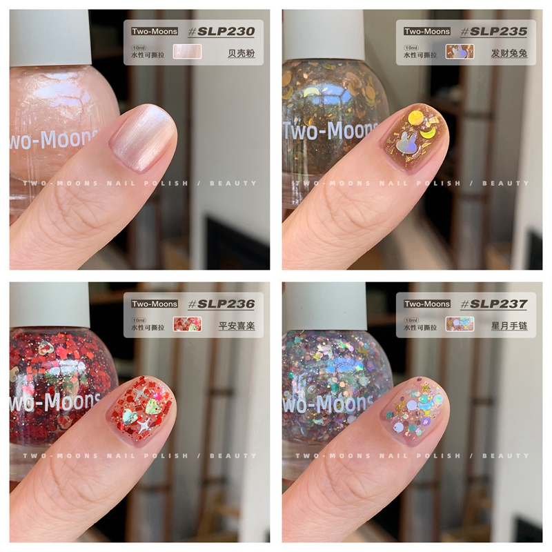 Sơn Móng Tay Hai Mặt Mùa Hè Màu Bạc Kim Sa Dạng Lột Không Cần Tẩy Nước Mau Khô