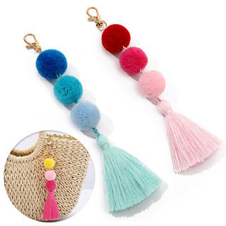 Móc Khóa Tua Rua Nhiều Màu Sắc Phong Cách Bohemian