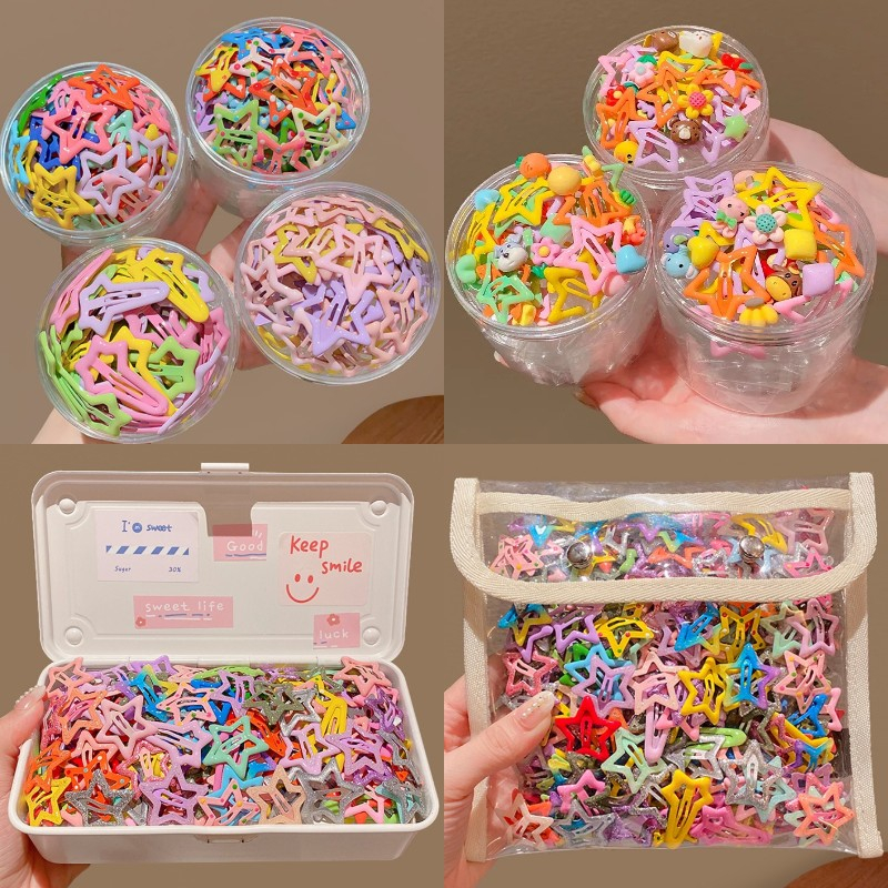 Bộ Kẹp Tóc Mái Bằng Nhựa Đính Ngôi Sao Nhiều Màu Dễ Thương Cho Nữ