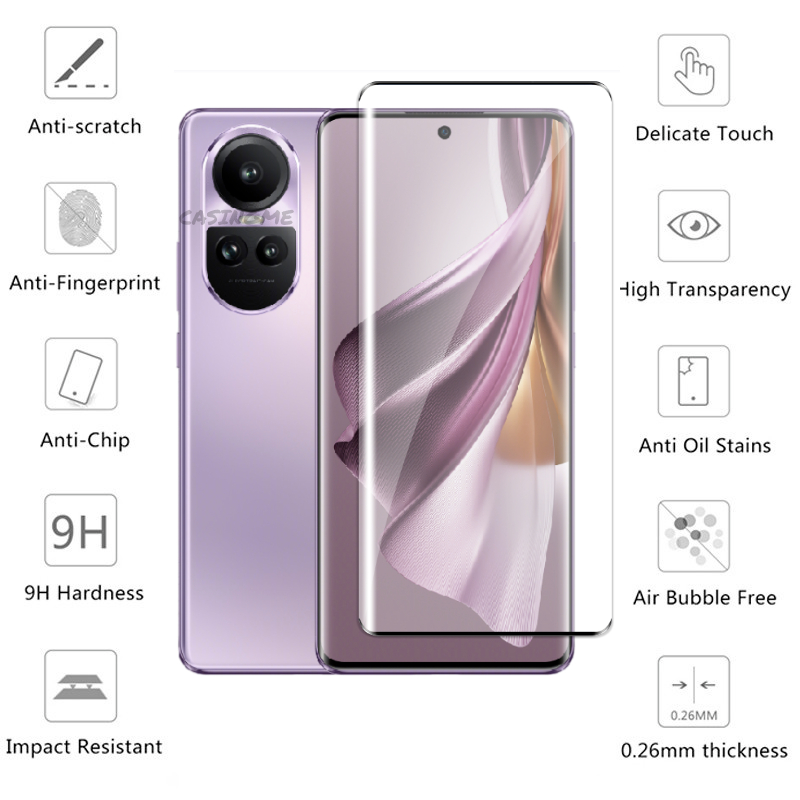 Kính Cường Lực 2 Trong 1 Bảo Vệ Ống Kính Máy Ảnh Cho Oppo Reno 10 Pro 5G 2023 Reno 10 10Pro Reno10 Pro Reno10Pro + Plus 4G 5G