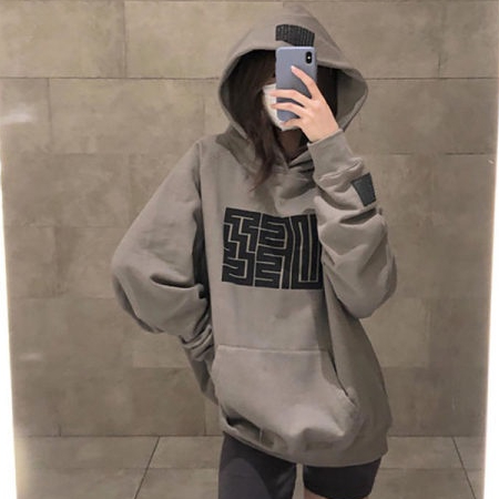 【WANG JIAO ZHAN】 Áo Hoodie Dáng Rộng In Họa Tiết Lót Lông Cừu Phong Cách Retro Hàn Quốc Mới【6835】