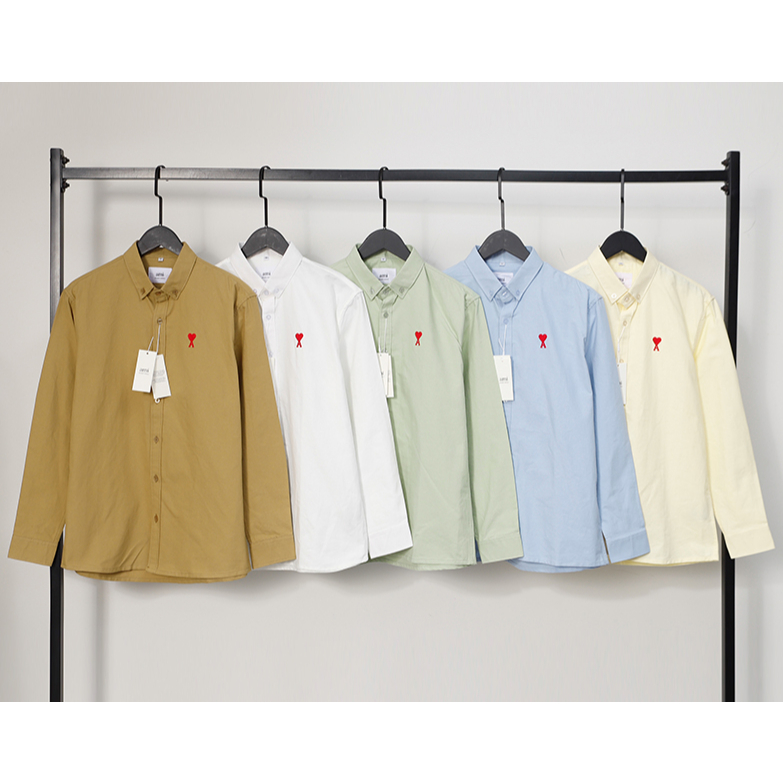 Áo Sơ Mi Cotton Tay Dài Màu Trơn Thêu Họa Tiết Thời Trang Đường Phố Mới
