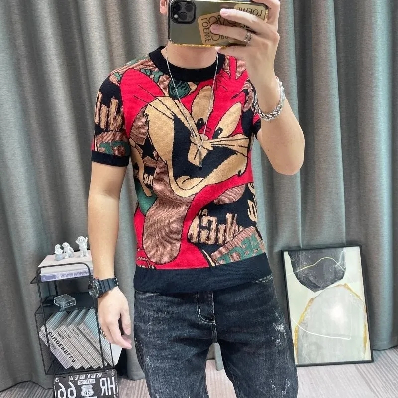 Áo Thun Tay Ngắn In Hình Thỏ Thời Trang Mùa Hè Cho Nam