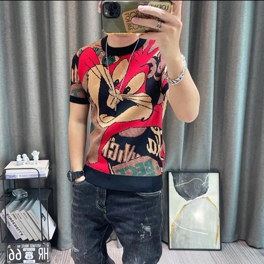 Áo Thun Tay Ngắn In Hình Thỏ Thời Trang Mùa Hè Cho Nam