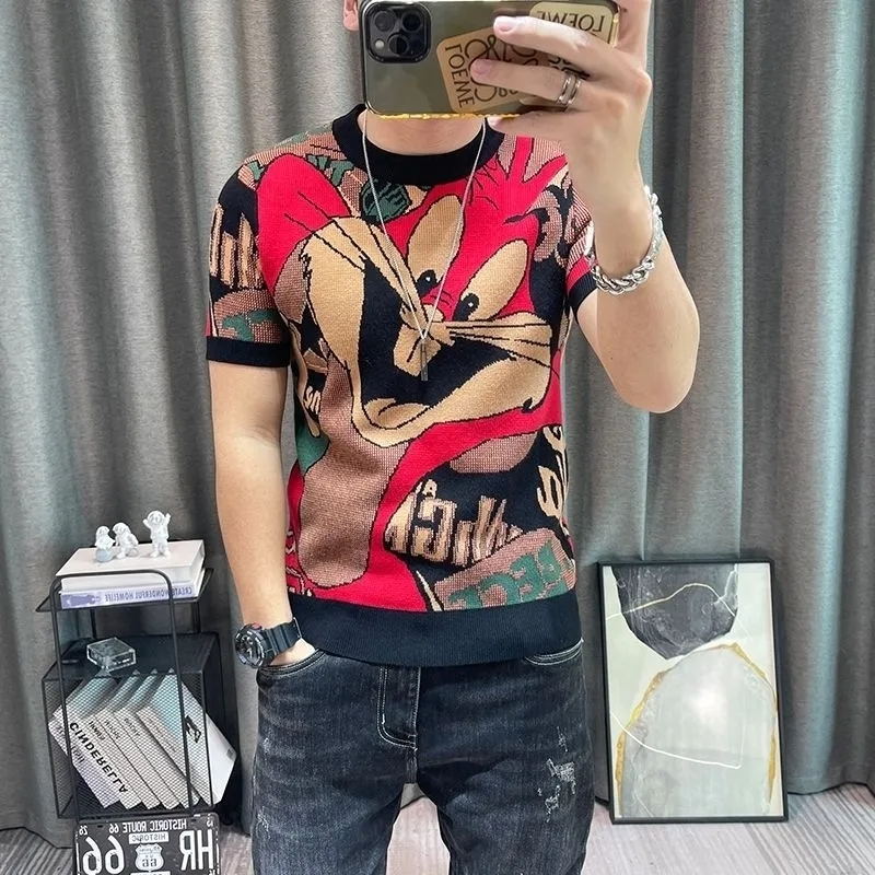 Áo Thun Tay Ngắn In Hình Thỏ Thời Trang Mùa Hè Cho Nam