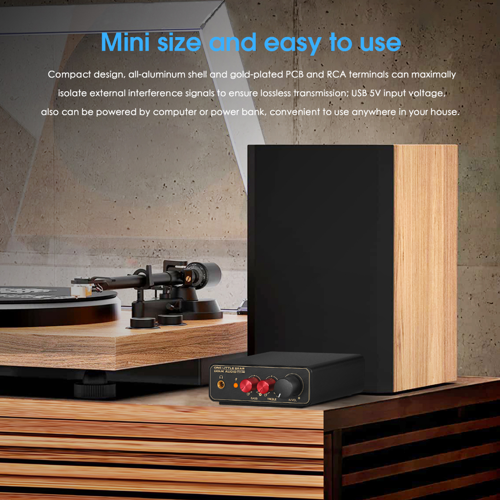 Tai Nghe Mini T14-EQ Âm Thanh MM / MC Phono Stage RIAA Cho Máy Quay Đĩa Vinyl LP Vinyl Kèm Dây Cáp 3.5mm
