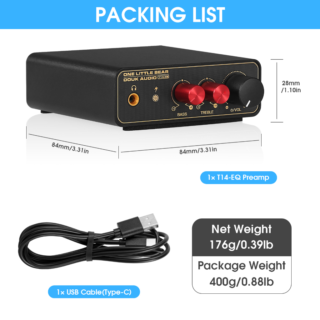 Tai Nghe Mini T14-EQ Âm Thanh MM / MC Phono Stage RIAA Cho Máy Quay Đĩa Vinyl LP Vinyl Kèm Dây Cáp 3.5mm