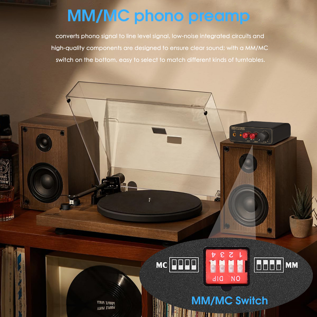 Tai Nghe Mini T14-EQ Âm Thanh MM / MC Phono Stage RIAA Cho Máy Quay Đĩa Vinyl LP Vinyl Kèm Dây Cáp 3.5mm