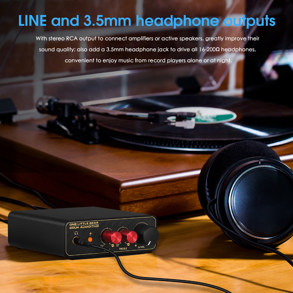 Tai Nghe Mini T14-EQ Âm Thanh MM / MC Phono Stage RIAA Cho Máy Quay Đĩa Vinyl LP Vinyl Kèm Dây Cáp 3.5mm