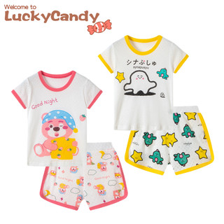 Bộ đồ LUCKYCANDY gồm áo thun ngắn tay và quần short thời trang dành cho trẻ em