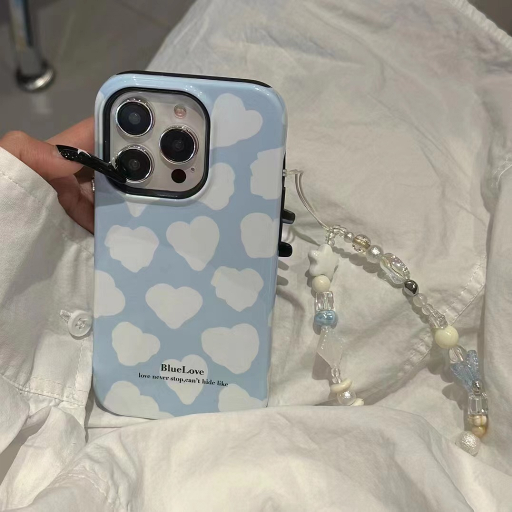 Ốp Điện Thoại Mềm Họa Tiết Trái Tim Màu Xanh Dương Cho iPhone 14 14promax 14pro 13pro 13promax 12pro