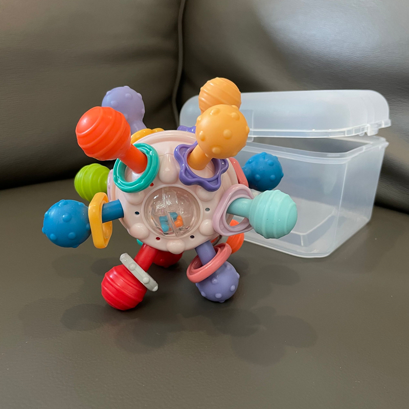 Babycare Có hàng sẵn Cảm Giác Bé Mọc Răng Đồ Chơi Nắm Hoạt Động Màu Sắc Tươi Sáng Silicone Làm Dịu Nướu Nhai Bóng Lục Lạc Teethers