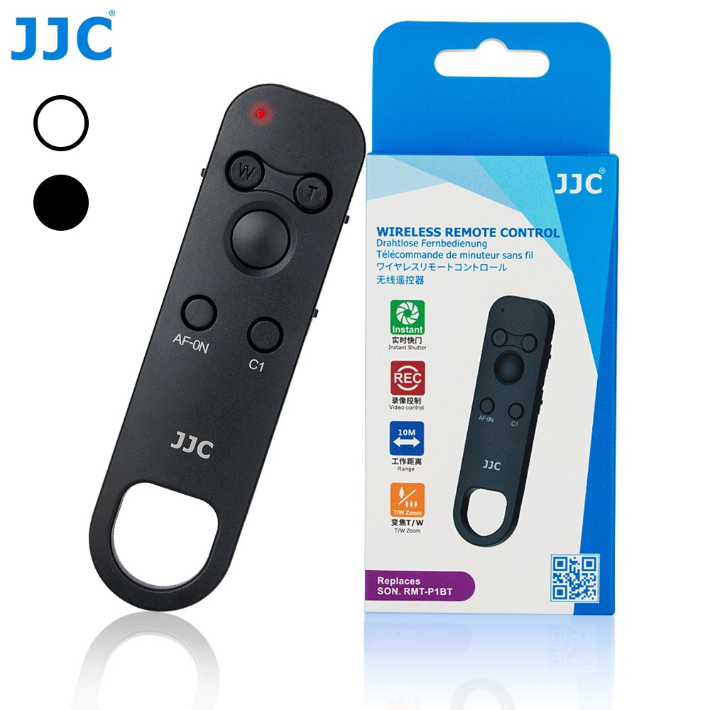 JJC BTR-S1 Bộ Điều Khiển Từ Xa Không Dây Bluetooth Trắng Đen Thay Thế Nút Chụp Màn Trập RMT-P1BT cho Máy Ảnh Sony ZV-1 II ZV-1F ZV-E1 ZV-E10 a7C a7R V a7 IV a7S III a9 II a1 RX100 VII a6700 a6600 a6400 a6100 FX30 FX3 A7R5 A7R4 A7M4 A7S3 A7M3 A7R3 RX100M7