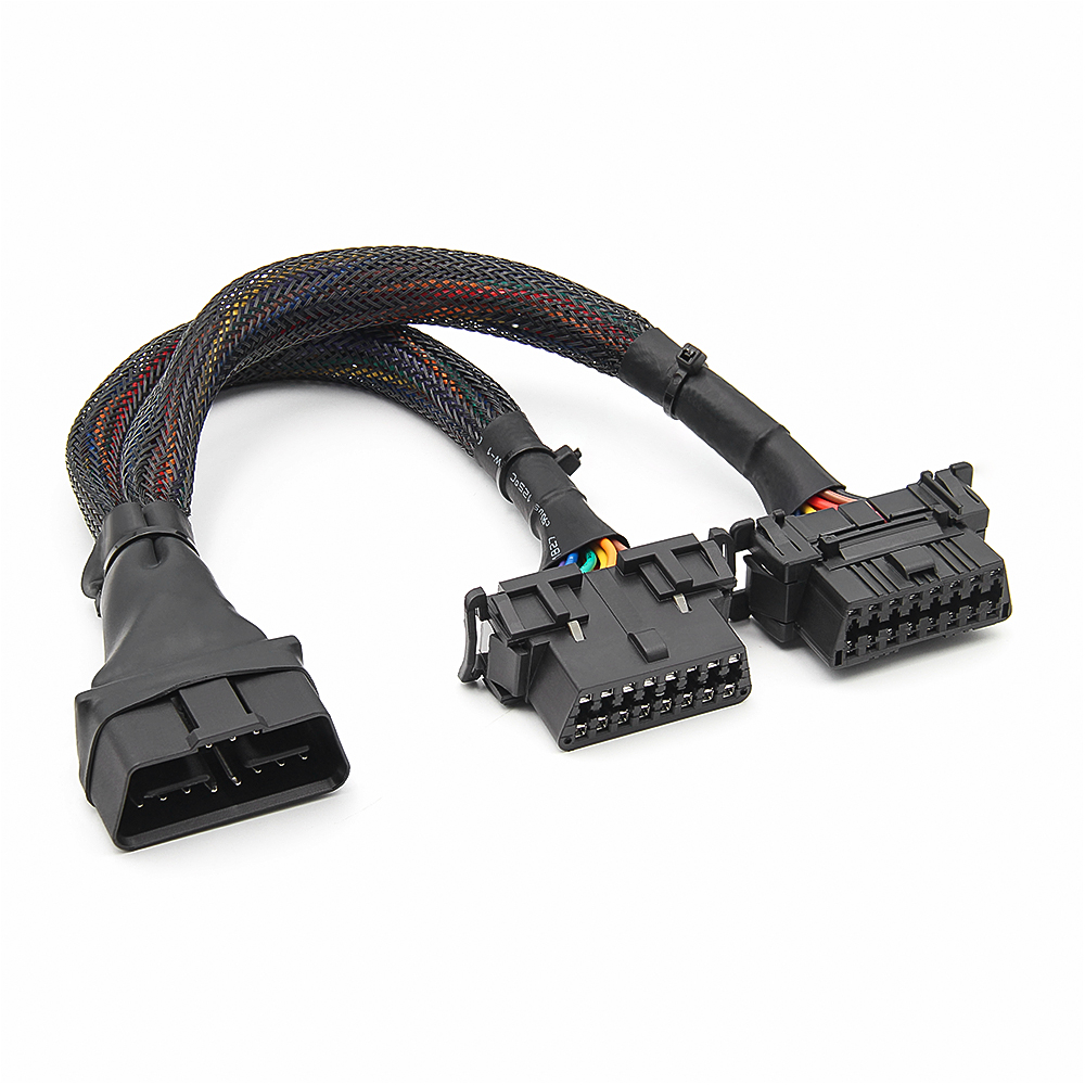 Dây Cáp Nối Dài 30CM 2 Trong 1 OBD 2 OBD2 16Pin Male Sang 2 Female Cho ELM327 HUD