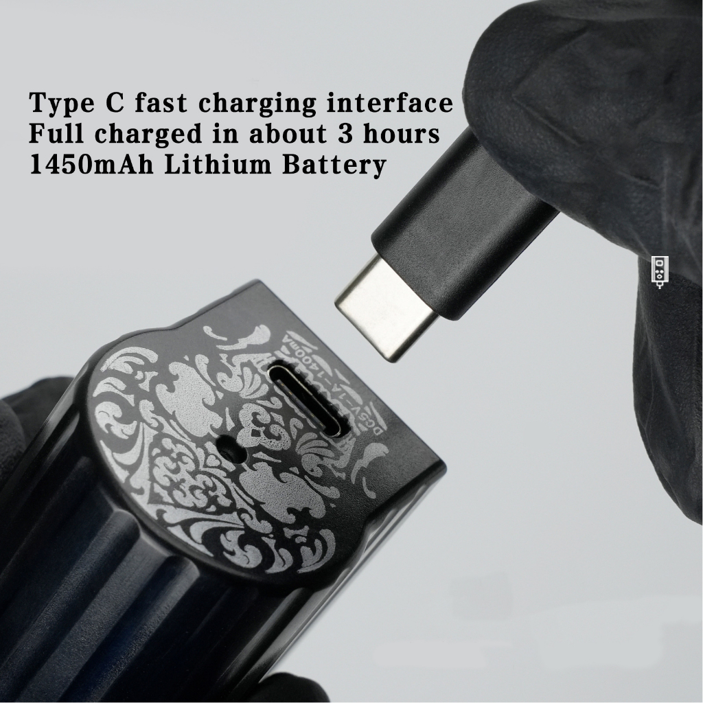 Cung cấp năng lượng hình xăm không dây Giao diện RCA 1450mAh Công tắc kép Máy Bút Pin