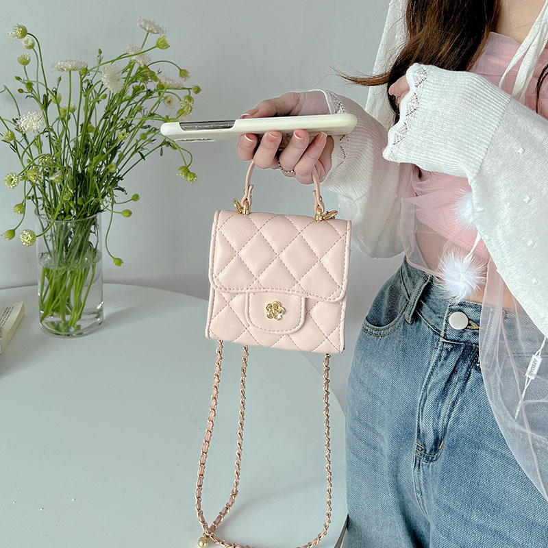 Có hàng sẵn Casual Bags Túi Xách Tay Đeo Vai Dây Xích Họa Tiết Kim Cương PU Ví Nữ Cho Tiệc Du Lịch