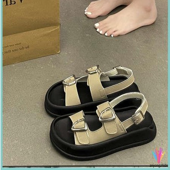 Giày Sandal Đế Dày Phối Khóa Kim Loại Thời Trang Mùa Hè 2023 Cho Nữ