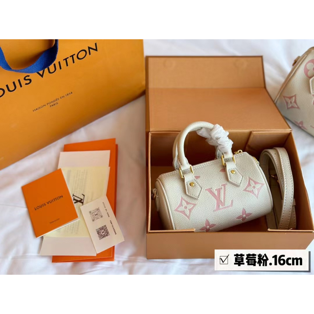 Túi Xách Boston Đeo Vai Mini Bằng Da Bò Thật Có Hộp Đựng Cho Nữ SPEEDY16 LL777777-0707