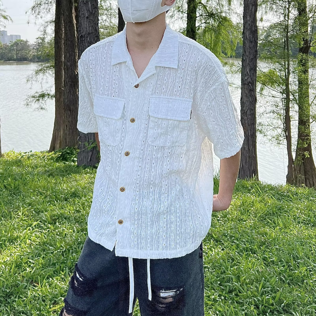 Áo Sơ Mi Ngắn Tay Dáng Rộng Phong Cách Nhật Bản Thời Trang Mùa Hè Giản Dị Dành Cho Nam
