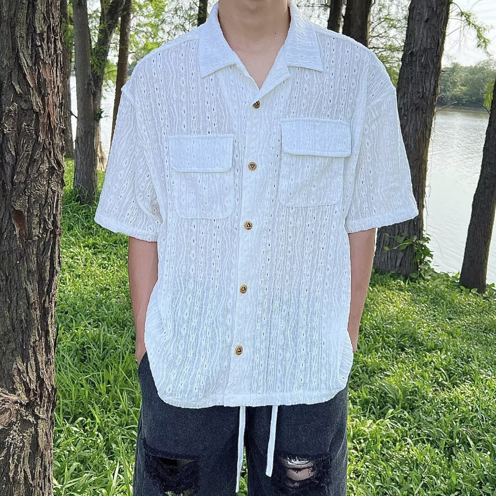 Áo Sơ Mi Ngắn Tay Dáng Rộng Phong Cách Nhật Bản Thời Trang Mùa Hè Giản Dị Dành Cho Nam