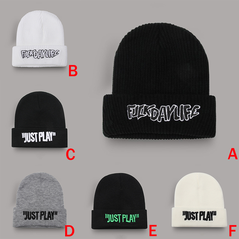 Mũ Len Hip hop Thêu Chữ Bảo Vệ Tai Cho Cặp Đôi