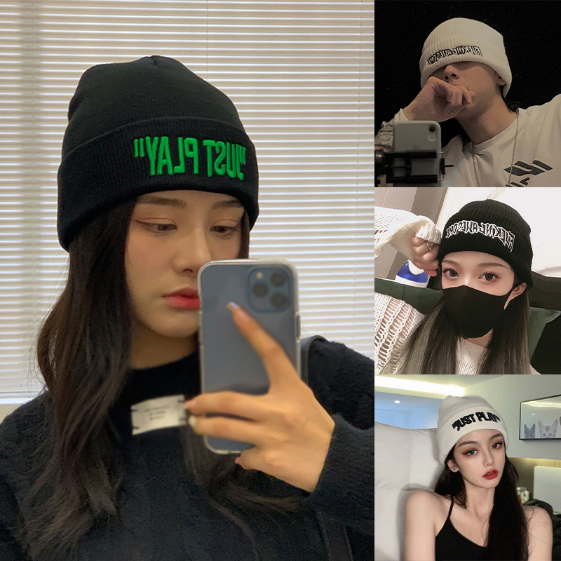 Mũ Len Hip hop Thêu Chữ Bảo Vệ Tai Cho Cặp Đôi