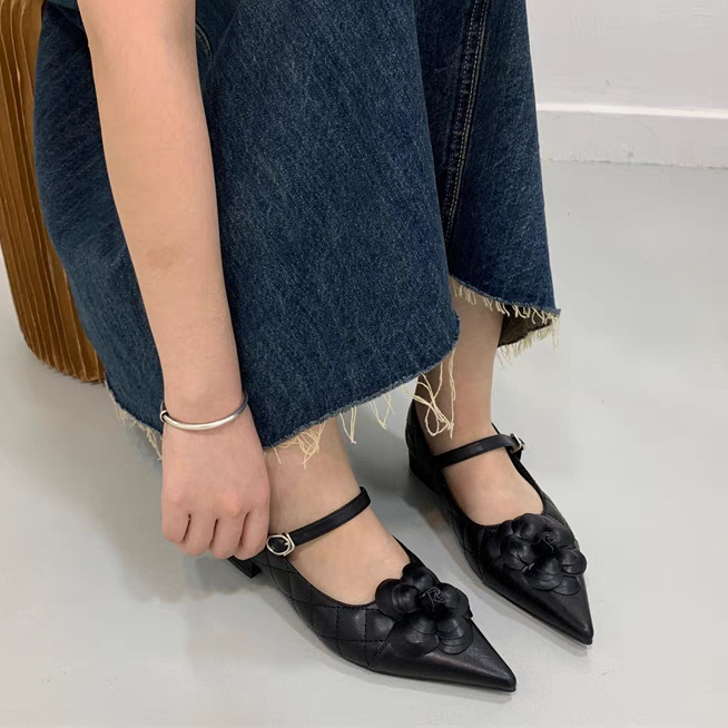 Giày Búp Bê Da Mềm Gót Thấp Mũi Nhọn Phong Cách Hàn Quốc Cho Nữ