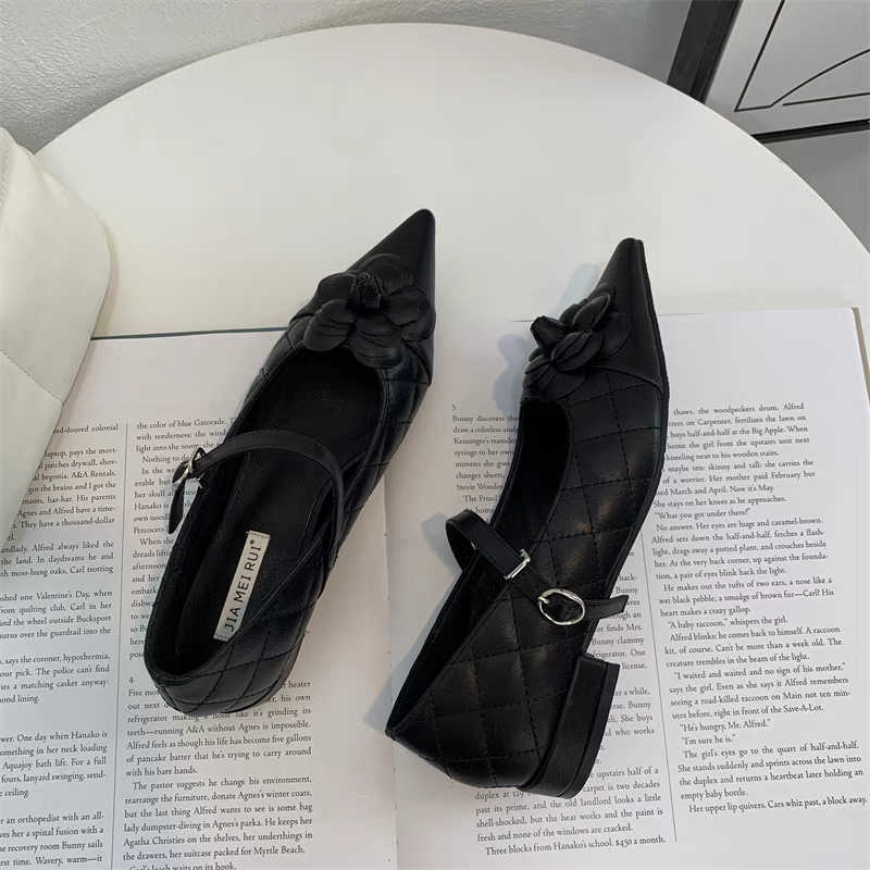 Giày Búp Bê Da Mềm Gót Thấp Mũi Nhọn Phong Cách Hàn Quốc Cho Nữ