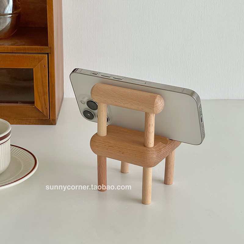 ReadyGo Có hàng sẵn Ghế Gỗ Giá Đỡ Điện Thoại Mini Hình Dễ Thương Cho Mobilephone ĐTDĐ Thông Minh