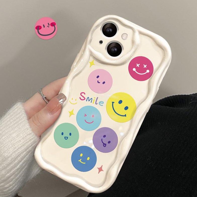 Ốp Điện Thoại In Hình Mặt Cười Nhiều Màu Sắc Cho iPhone X XR XsMax 6s 6P 7 8Plus SE 11 12mini 13Pro 14ProMax