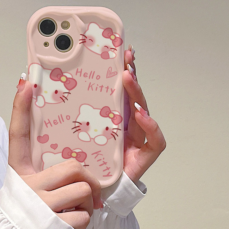 Ốp Điện Thoại Hình Hello Kitty Màu Hồng Cho iPhone 11 12 13 14 Promax 6s 7 8Plus X XR Xs Max SE 12mini 14PLUS