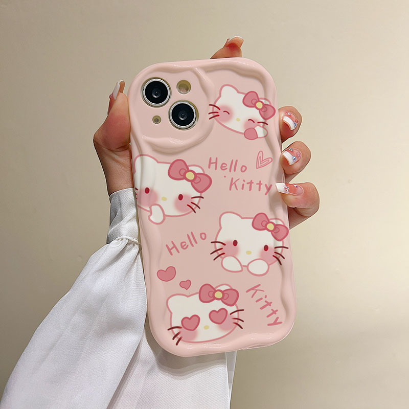 Ốp Điện Thoại Hình Hello Kitty Màu Hồng Cho iPhone 11 12 13 14 Promax 6s 7 8Plus X XR Xs Max SE 12mini 14PLUS