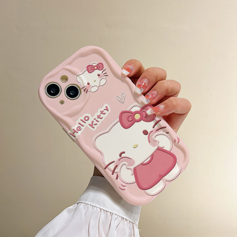 Ốp Điện Thoại Hình Hello Kitty Màu Hồng Cho iPhone 11 12 13 14 Promax 6s 7 8Plus X XR Xs Max SE 12mini 14PLUS