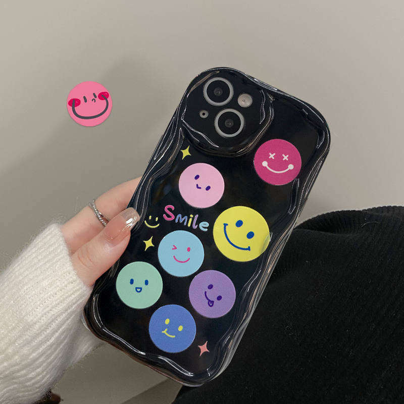Ốp Điện Thoại In Hình Mặt Cười Nhiều Màu Sắc Cho iPhone X XR XsMax 6s 6P 7 8Plus SE 11 12mini 13Pro 14ProMax